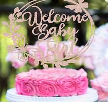 1 Pc Welcome Baby Girl Cake Topper - Rose Golden Glitter - For Baby Shower, Birthday Party & Gender Reveal - Baby Girl Decorations - Perfect Gift For Expecting Parents