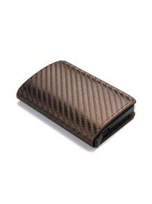 1PC Automatically Pop Up Credit Case Business Holder Aluminum Alloy Pack Bank Case Metal Clip-Mw Wallet Purse Wallet Mini Wallet Card Wallet - Brown - View 9