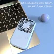 Mini ventilador de mano con batería, ventilador personal portátil pequeño, ajustable de velocidad, recargable por USB, diseño lindo, ventilador potente para pestañas, para uso en el hogar, oficina, coche, exterior, viajes, verano, playa