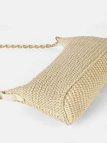 New Fashion Thin Chain Bohemian Style Braided Baguette Shoulder Bag Suitable For Daily Leisure Vacation Shopping With Clothing , Bohemian Outfit For Women - 米色 - 查看 5
