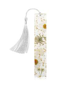 1pc/2pcs Book Marks/Book Press For Book Lover ,Christmas Present Dried Flower Bookmarks With Tassels, Bookmarks For Women, Durable Handmade Dried Flower Resin Bookmarks, Pretty And Increase Reading Interest,Gifts For Book Lovers, Student Prize, School Supplies Random Patterns