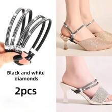 2pcs High Heel Non-Slip Diamond Shoelaces, Slouchy Shoe Buckle Chain For Sandals, No Installation Required