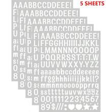 5 hojas de adhesivos de letras pequeñas - Pegatinas de letras y números de vinilo autoadhesivas para manualidades, señales al aire libre, buzones, ventanas, puertas, coches, tableros de anuncios - Multicolor - Ver 9