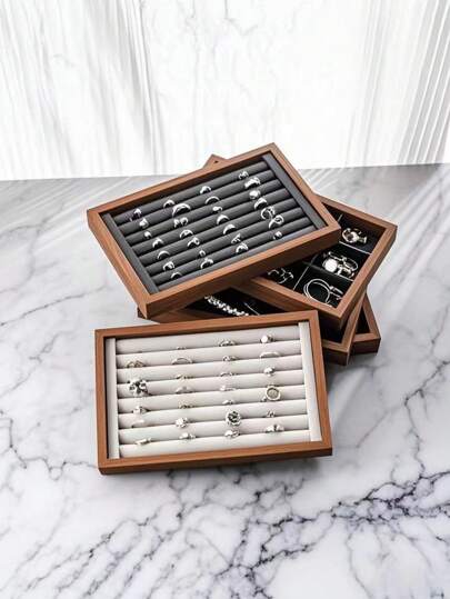 乌木色戒指耳环首饰展示托盘串珠首饰收纳盒礼品女童返校季