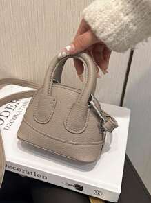 1pc Cute Girl Niche High-End Girl Bag New Candy Color Mini Cute Shell Bag Can Be Cross-Body Handbag Small Bag Litchi Pattern Pu Material Fashionable Girl Bag Is Very Suitable For Taking Out To Play And Can Also Be Given As A Gift To Friends