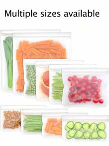 5pcs Reusable Food Storage Bags - Silicone Freezer Bags, Leakproof & Airtight, Stand Up Bags For Meat, Fruit, Vegetables - Multi-Purpose Food Organizer