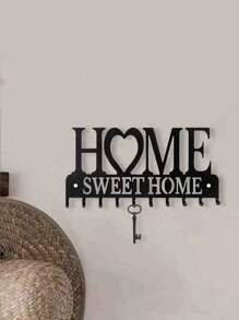 钥匙挂钩家用字母创意挂钩门上收纳架铁艺简约墙壁衣架黑色钥匙扣壁挂式收纳架，金属艺术装饰挂钩，可挂外套、帽子、入口走廊、厨房 - 彩色 - 查看 5