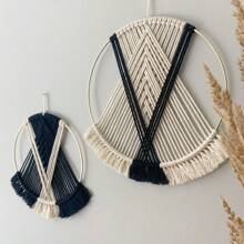 1 szt. ręcznie robiona makrama ścienna, boho styl minimalistyczny okrągły gobelin ścienny