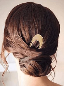 2 piezas Pasadores de metal con forma de U estilo vintage, palillos para el cabello estilo francés como accesorio para el moño y peinados de mujer y niña. Puede haber variación de color.