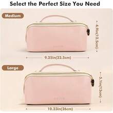 Prite Große Kapazität Kosmetiktasche Tragbare Reise Make Up Tasche wasserdichte PU-Leder Schminktasche oder Kulturbeutel mit Transparente Trenner und Griff(Beige)-DAVID