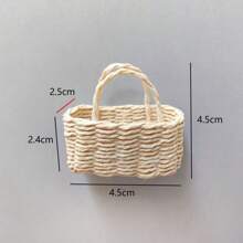1pc Mini Geweven Mand Poppenrekwisiet, Kleine Handgemaakte Papieren Rotan Mand, Decoratieve Meubel Accessoire Pop