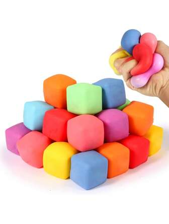 4 Packs Slow Rising Stress Cubes, Dough Stress Balls - Soft Fidget Squishy For Anxiety Relief, ADHD, Office & Classroom Focus, Party Favors, Goodie Bag Fillers, Birthday Gifts, Christmas Stocking Stuffers, Easter Basket Fillers, Pull & Stretch Sensory For Adults