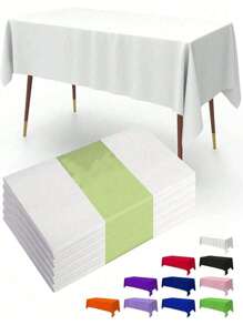 Disposable Tablecloths 10Pack 137x274cm - Waterproof Plastic Party Table Covers For Picnic, Birthday, Wedding, Assorted Colors (Bulk, Oil-Proof, Easy Cleanup)
