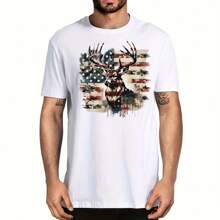 1/2/3 Piezas Camiseta con estampado por transferencia de calor de bandera americana camuflaje, ciervo, ciervo, cazador para hombre, sudadera con capucha, pegatina de vinilo de color mixto