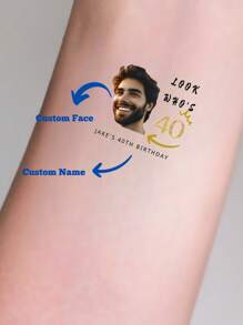 12 件 40 岁生日派对临时纹身，啤酒图案纹身贴纸，男女皆宜的礼物，可定制防水纹身，庆祝 40 周年，适合日常聚会、节日、周年纪念日 - 彩色 - 查看 3