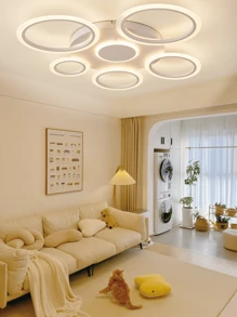 1 Stück 220V LED dimmbare Acryl Deckenventilatorleuchte, geeignet für Wohnzimmer, Esszimmer, Schlafzimmer, Arbeitszimmer, Hotels, Raumdekorationsbeleuchtung und andere dekorative Pendelleuchten. Weiß/Schwarz