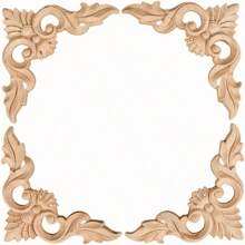 4 件木雕贴花嵌体，未上漆小木角花雕刻贴花适用于镜子橱柜墙壁门柜梳妆台床头柜 DIY 艺术品项目 - 如圖所示 - 查看 7