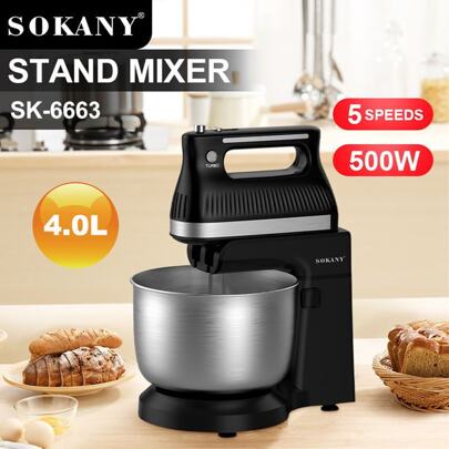 SOKANY. Máquina batidora de casa, para hacer pasteles y frutas. Sencilla de usar y segura , con 5 velocidades y 500W