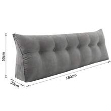 Coussin de Lecture pour lit et canapé, Coussin de Dossier Gris, Coussin Triangulaire, Coussin Lombaire pour Le lit, Gros Coussin de tête de lit, Avec Housse Lavable, 120cm / 140cm / 160cm / 180cm / 200cm