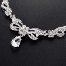 1 件套项链套装带高档蝴蝶结水晶钻石婚宴礼服首饰搭配