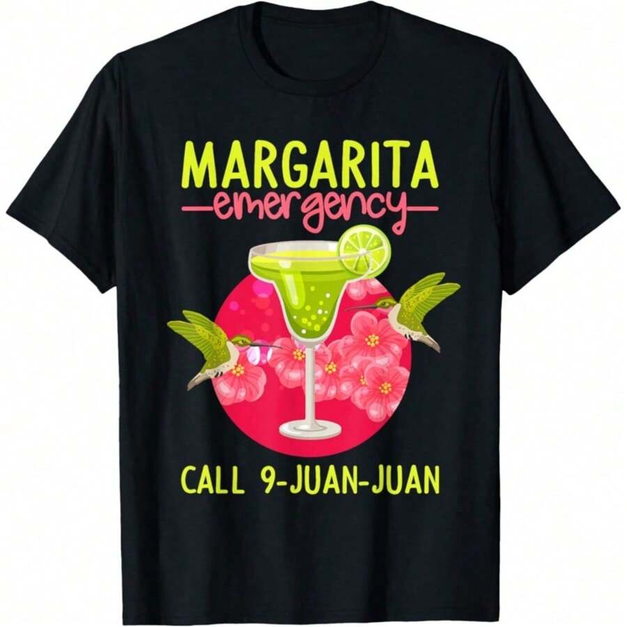 Margarita Emergency Shirt Mexican Fiesta Funny Cinco De Mayo T-Shirt,Oversized Short Sleeve Classic Heavy Cotton T Shirt Printed Graphic Tee Women's Casual Short-Sleeved Top