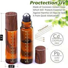 24pcs Essential Oil Roller Bottles With Scale, 1/3 Oz Amber Glass Roller Balls For Essential Oils, 10ml Empty Rollerball Bottles For Travel Refillable Roll On Perfume (Amber)