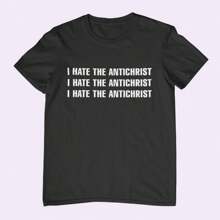 I Hate The Antichrist Shirt  Trollface Schizo Meme Shirt  Funny Shirt  Gift - Black - View 1