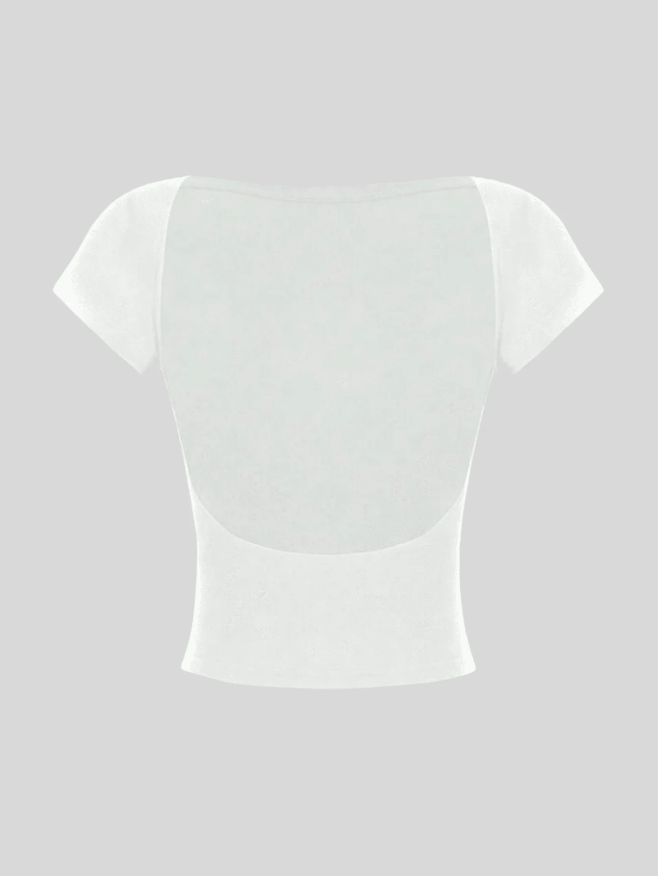 Backless Blouse Fitted Modeling Baby Tee Cropped Open Back Women's Suplex Top Basic Women's Backless Cropped Short Sleeve High Quality Polyamide Top - trắng - Xem 1