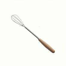 1pc/3pcs/6pcs, Whisk With Solid Wood Handle, Kitchen Mini Stainless Steel Egg Beater, Milk Whipper Wire Whisk For Blending, Whisking, Beating, Or Stirring, 7.9 Inch