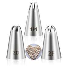 3Pcs Piping Tip,Piping Tips For Eclair,Open Star Pastry Tip Large For Piping,9FT Icing Tips - Silver - View 10