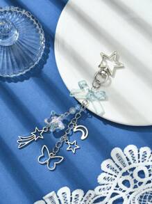 1pc Y2K Style Cute Bow Acrylic Pendant Metal Key Chain Suitable For Women Bag Keyring Gift