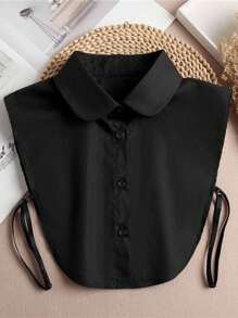 1pc Women's Detachable Solid Color Pointed Collar Sweater Decoration Shirt, Versatile For Daily Wear, All Season For Dress For Christmas Decor - Multicolor - View 9