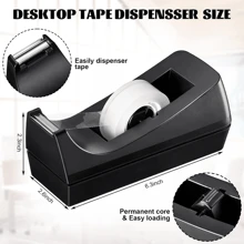 1pc Desktop Tape Dispenser, Non-Slip Base Tape Dispenser For Office, Home, School (Tape Not Included) - Black - View 2