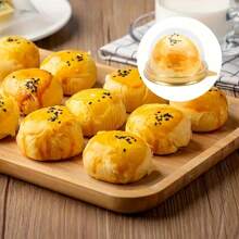 5/20/50/100/200个装可重复使用透明盖纸杯蛋糕盒 - 圆形中秋节月饼模具盒，适用于圣诞节、万圣节、婚礼、生日甜点 - 厨房收纳整理用品及配件，蛋糕容器 - 彩色 - 查看 5