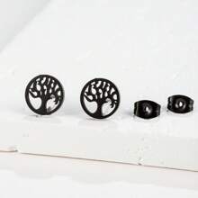 1Pair Bohemian Tree Of Life Stud Earring For Women Stainless Steel Ancient Tree Earrrings Jewelry Birthday Gift