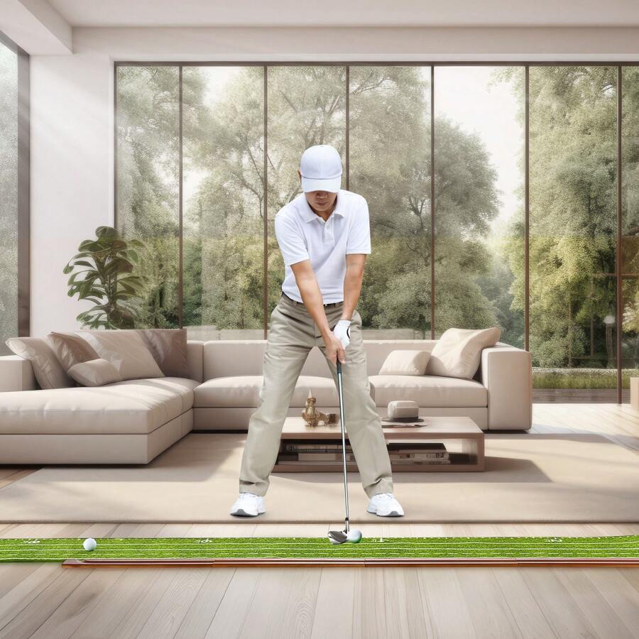 Golf Putting Mat, 1-5 Hole Indoor Golf Putting Green, Wrinkle-Free Golf Training Aid, Mini Golf Set With Auto-Ball Return, Alignment Guide, 3 Balls, Wood Base, Game Practice Gift For Home Office - 5 Hole, Wrinkle-free, Auto-ball Return, 3 Ball - View 1