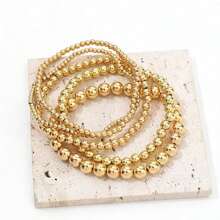 5 件装多层时尚简约风格串珠脚链套装（金色和银色） - 彩色 - 查看 4