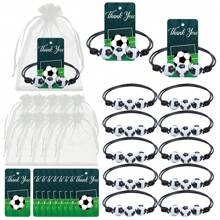 30 pezzi/10 set di souvenir per feste di football, inclusi sacchetti di nastro, braccialetti e etichette in carta marrone, adatti per compleanni, feste di eventi di football e altri eventi sportivi