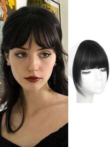 Tóc nối kẹp 6 inch màu nâu, đen và mái bằng kiểu Pháp, phù hợp cho nữ, có tóc mai và mái vòm, dùng hàng ngày, phụ kiện tóc. - Nhiều màu - Xem 16