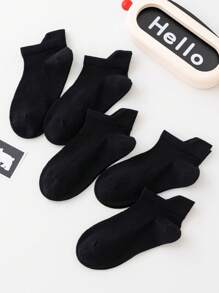 5 Pairs Of Spring/Summer Children's Thin Boy/Girl Student Socks Black Summer Solid Color Mesh Thin Boat Socks Heel Socks - Black - View 7