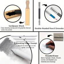 33-Piece Pro Drawing Kit - Premium Sketching Pencils Set With Charcoal Pencils, Charcoal Stick, Sharpener, And Portable Zippered Travel Case For Artists, Designers, And Students