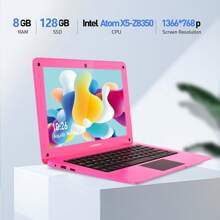TOPOSH Mini portátil de 10,1 pulgadas para niños, estudiantes, viajes, portátil para niños, 8 GB de RAM, 128 GB de SSD expandible, compatible con Win 10, CPU Intel Celeron N4000, WiFi y Bluetooth, portátil rosa - Tipo de Enchufe A USA (110-127V) - Ver 7