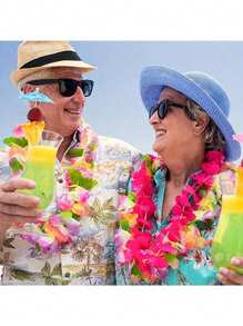 50 יחידות שרשרת זר הוואי בנושא פרחים טרופיים הוואי טובות למסיבה סרטי ראש חג חתונת חוף יום הולדת קישוטי ציוד למסיבה זרי ראש סרטי ראש חג חתונת חוף יום הולדת קישוטי (צבע אקראי) - ריבוי צבעים - ראה 3