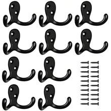 重型双挂钩金属壁挂式衣架挂钩，适用于客厅、浴室、厨房、卧室，用于悬挂外套、包、围巾、毛巾、帽子、钥匙、杯子、橱柜装饰配件