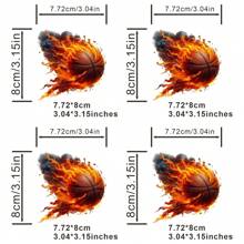 1/2/4 件火焰篮球热转印贴纸，卡通图案熨烫贴片，防水可洗热压服装装饰 - 彩色 - 查看 5