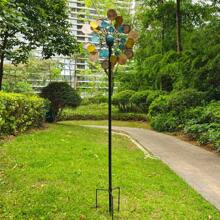1 szt. lub hurtowo 4 sztuki metalowego wiatraka, zewnętrzna kinetyczna rzeźba, dekoracja palika ogrodowego bez prądu, kolorowa sztuka ogrodowa zasilana wiatrem, idealny prezent świąteczny