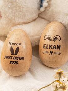 Personalized Engraved Wooden Easter Egg, Easter Basket Decorations, Easter Egg Name Tags, Easter Party Favors, Baby First Easter,Multi-Functional,Ornamental,Letter,Stylish,Modern,Colorful,Kawaii,Adorable,Cute,Casual,Custom,Personalised,Unique,Customized,Son,Daughter - Easter Eggs - View 5