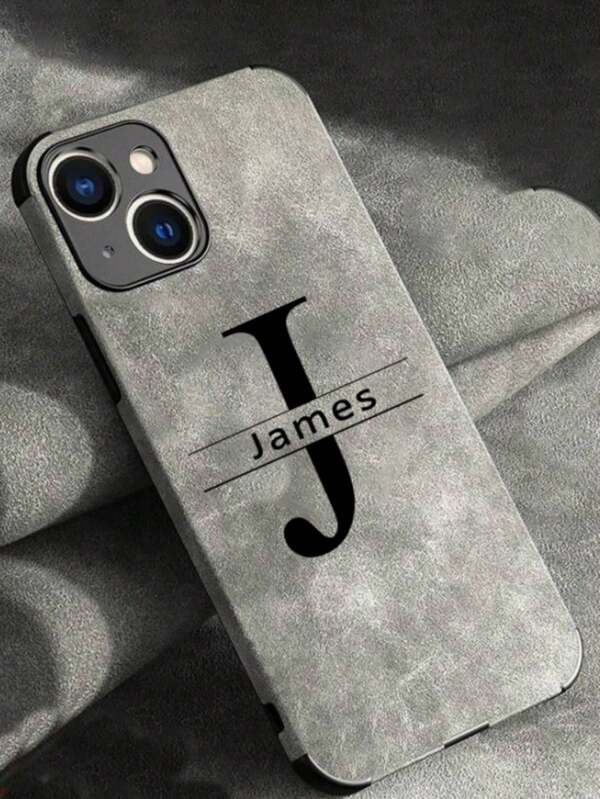 [Personalized]Personalized Luxury Custom Name Faux Leather Phone Case Compatible With IPhone 16 15 14 Plus 13 12 11 Pro Max Lens Protective Shockproof Back Cover