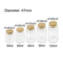 pthcrsdyn 12 Chai thủy tinh trong suốt đường kính 47mm có nút bần, Chai đựng trong suốt, Chai trôi có nút bần, Thích hợp để đựng mẫu, Lưu trữ vật phẩm, Trang trí ngày lễ, Hũ đựng vật phẩm nhỏ - Trong sáng - Xem 3