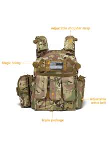 Multi-Accessories Bag + 3-In-1 Equipment Bag Hunting Vest, Gift US Flag, Made Of Waterproof, Abrasion-Resistant, Tear-Resistant Material, Training Vest Suitable For Hunting, Training, Outdoor Survival And Various Outdoor Scenarios